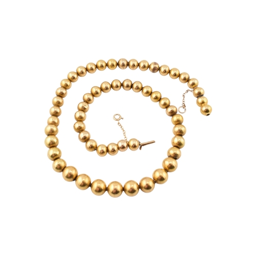 212 - A 14ct gold bead collar necklace. The necklace is formed with graduating round beads with push clasp... 