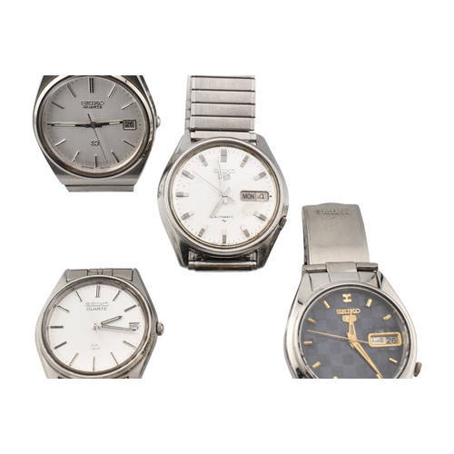 218 - A collection of Seiko wristwatches to include Seiko Quartz, 2 Automatic Seiko 5, Seiko 5 with black ... 