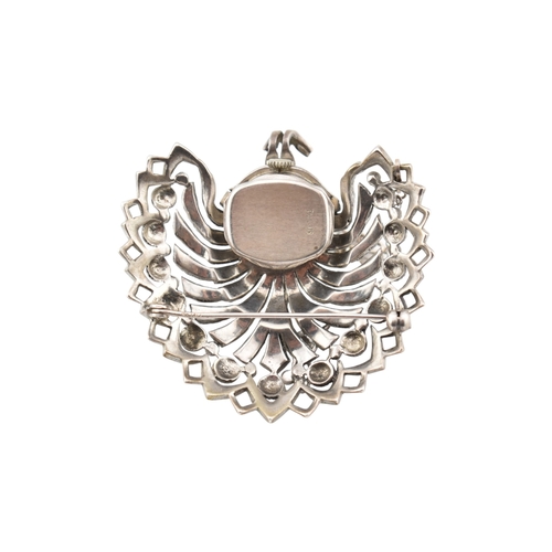 220 - A vintage novelty Lunesa Geneve 17 jewel silver brooch watch. The novelty watch in the form of a pea... 