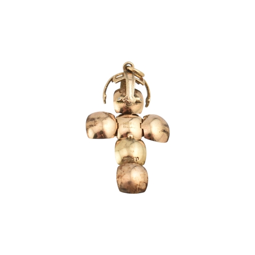 236 - A gold on silver masonic orb pendant with articulated action to cross pendant. Stamped HJ&S Made... 