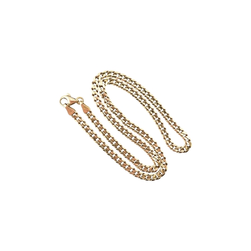 237 - A 14ct gold curb linked necklace chain. Flat linked with lobster clasp. Weight 18g. Measures 40cm... 