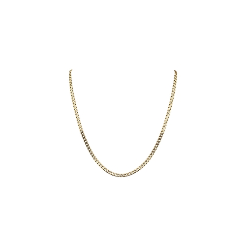 237 - A 14ct gold curb linked necklace chain. Flat linked with lobster clasp. Weight 18g. Measures 40cm... 