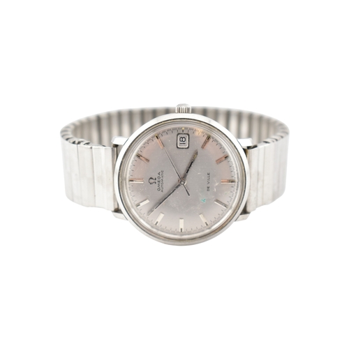 240 - Omega De Ville Automatic stainless steel wristwatch. Silvered dial with baton markers, date aperture... 