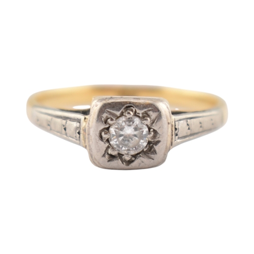 306 - An early 20th century 18ct gold white stone solitaire ring. Stamped 18ct. Weight 2.2g. Size J