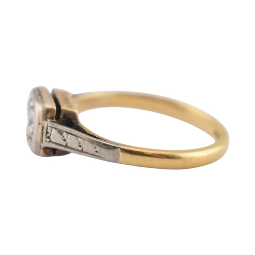 306 - An early 20th century 18ct gold white stone solitaire ring. Stamped 18ct. Weight 2.2g. Size J