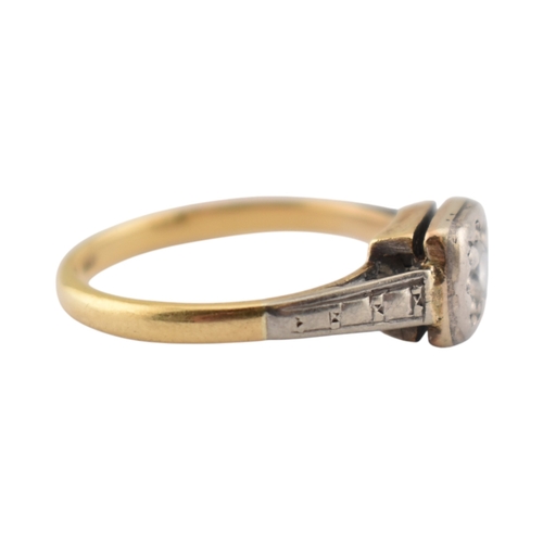 306 - An early 20th century 18ct gold white stone solitaire ring. Stamped 18ct. Weight 2.2g. Size J
