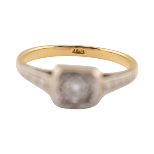 306 - An early 20th century 18ct gold white stone solitaire ring. Stamped 18ct. Weight 2.2g. Size J