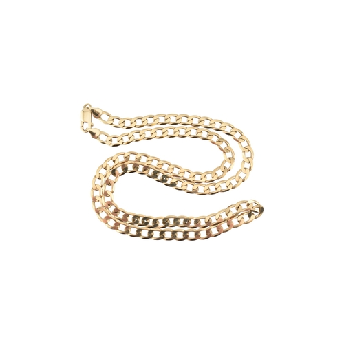 307 - A hallmarked 9ct gold curb link chain necklace. The necklace is formed with flat curb links to lobst... 