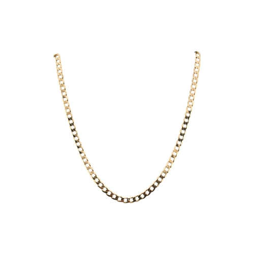 307 - A hallmarked 9ct gold curb link chain necklace. The necklace is formed with flat curb links to lobst... 