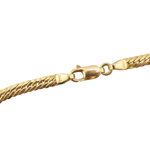 308 - An 18ct gold flat link Franco chain necklace with lobster claw clasp. Marked Italy 750 within a diam... 