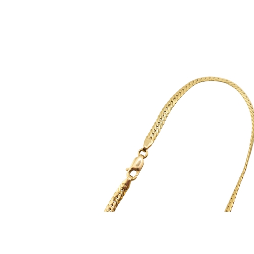 308 - An 18ct gold flat link Franco chain necklace with lobster claw clasp. Marked Italy 750 within a diam... 