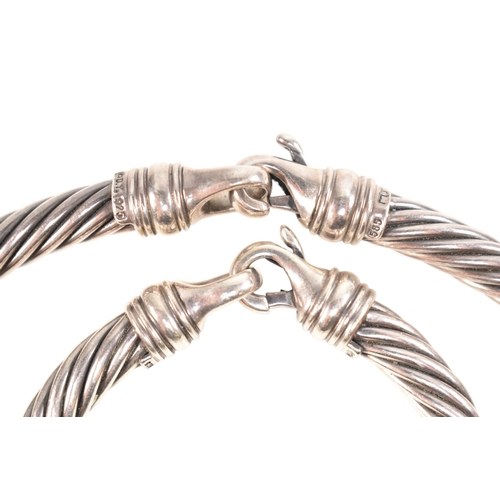 309 - A David Yurman Hampton silver and 14ct gold and pearl necklace and earring suite. Signed 925 585 D.Y... 