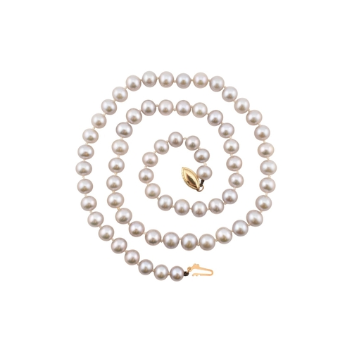 311 - A 14ct gold and grey cultured pearl necklace. Weight 23g. Pearls 6mm diam. Measures 45cm approx... 