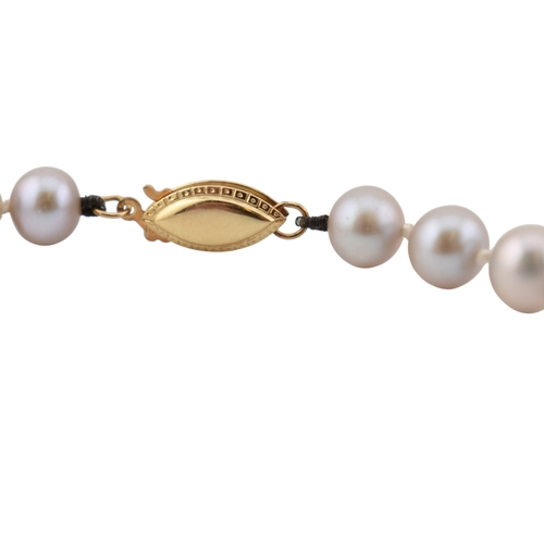 311 - A 14ct gold and grey cultured pearl necklace. Weight 23g. Pearls 6mm diam. Measures 45cm approx... 