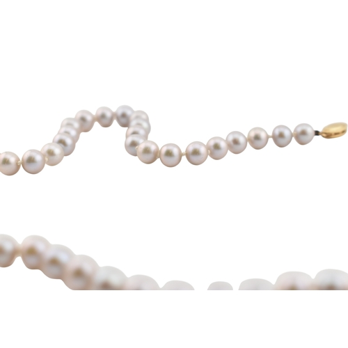 311 - A 14ct gold and grey cultured pearl necklace. Weight 23g. Pearls 6mm diam. Measures 45cm approx... 