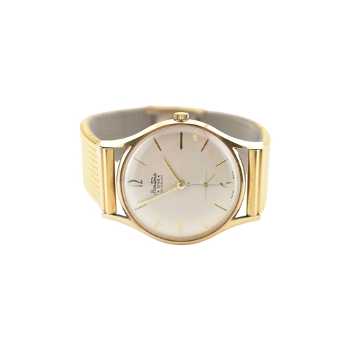 312 - A hallmarked 9ct gold Bentina Star gentleman's wristwatch. Champagne dial with baton markers. Set to... 