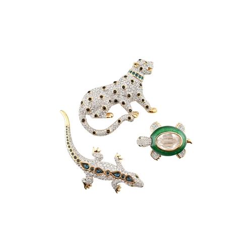 315 - Three boxed vintage Swarovski brooches, in original black Swarovski boxes as well as white outer box... 