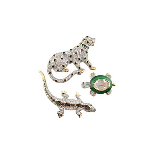 315 - Three boxed vintage Swarovski brooches, in original black Swarovski boxes as well as white outer box... 