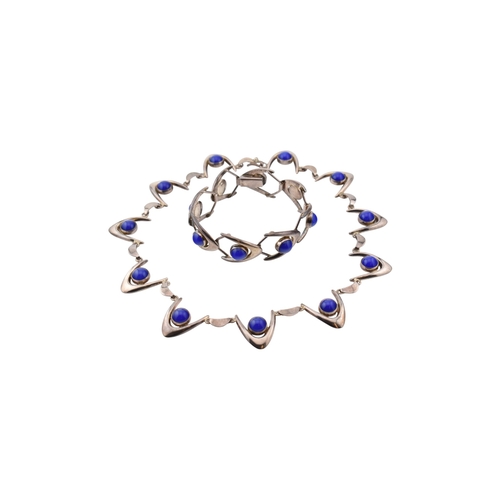 318 - Arne Johansen - A 1970s Danish modernist 925 sterling silver necklace and bracelet set. The necklace... 