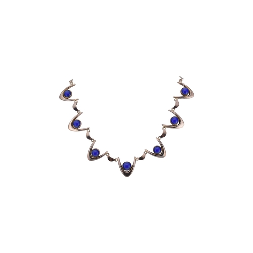 318 - Arne Johansen - A 1970s Danish modernist 925 sterling silver necklace and bracelet set. The necklace... 