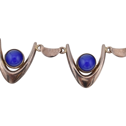318 - Arne Johansen - A 1970s Danish modernist 925 sterling silver necklace and bracelet set. The necklace... 