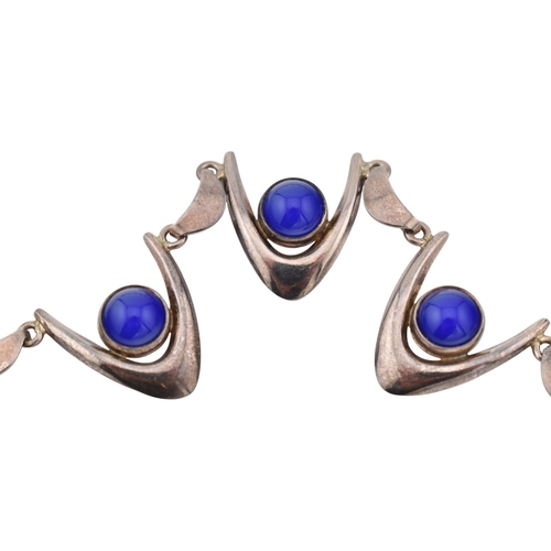 318 - Arne Johansen - A 1970s Danish modernist 925 sterling silver necklace and bracelet set. The necklace... 