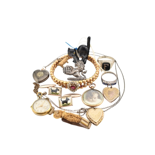 319 - A collection of jewellery and a wristwatch. To include a gold bead bracelet with simulated pearls an... 