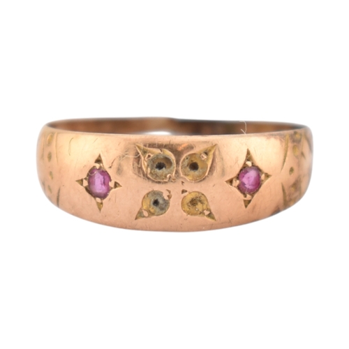 321 - A Victorian 19th century hallmarked 15ct gold ring band ring. Hallmarked Birmingham 1876. AF. Weight... 