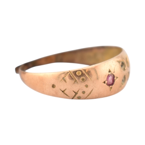 321 - A Victorian 19th century hallmarked 15ct gold ring band ring. Hallmarked Birmingham 1876. AF. Weight... 