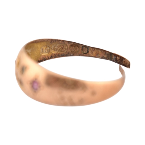 321 - A Victorian 19th century hallmarked 15ct gold ring band ring. Hallmarked Birmingham 1876. AF. Weight... 