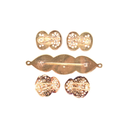 322 - A collection of Kai Yin Lo silver gilt and gem-set earrings and a brooch pin. Including a three ston... 