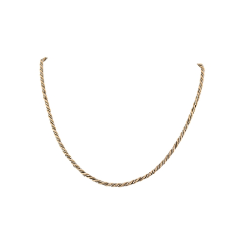 324 - A hallmarked 9ct gold rope twist necklace & a rope twist bracelet. The necklace with bi-colour d... 