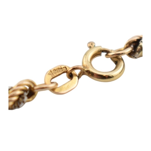 324 - A hallmarked 9ct gold rope twist necklace & a rope twist bracelet. The necklace with bi-colour d... 