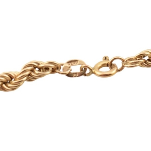324 - A hallmarked 9ct gold rope twist necklace & a rope twist bracelet. The necklace with bi-colour d... 