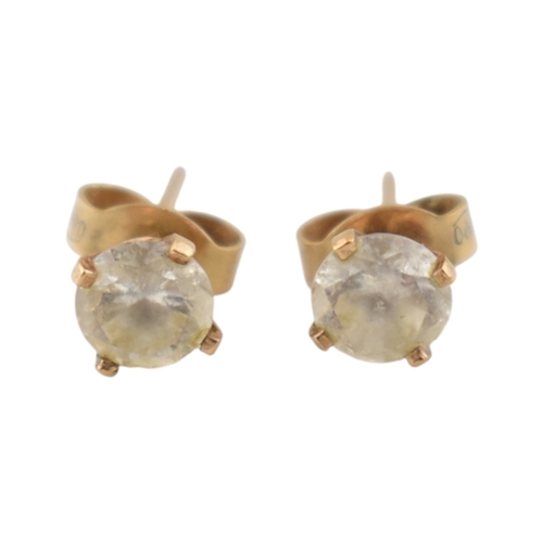 329 - Three pairs of yellow metal pendant earrings. Unmarked, tests indicate 9ct gold. Weight 3.5g.