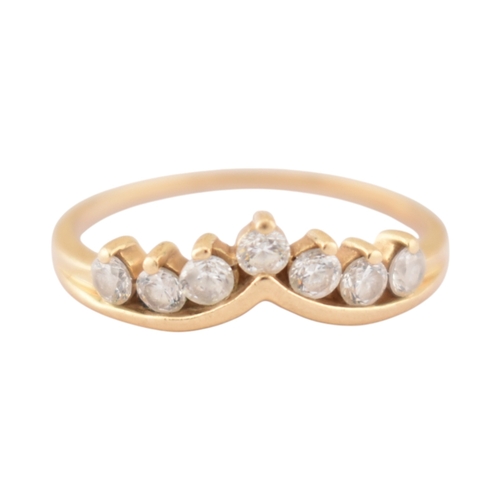 331 - A 14ct gold Diamonique CZ stacking ring. The ring in three parts all set with CZ. Stamped CZ DQ 14k.... 