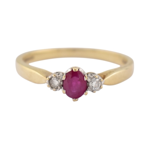 332 - Two hallmarked 9ct gold ruby and diamond rings. Weight 5.6g. Both size T