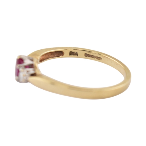 332 - Two hallmarked 9ct gold ruby and diamond rings. Weight 5.6g. Both size T