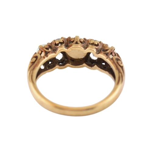 339 - A hallmarked 9ct gold five stone opal and white stone ring. Hallmarked London, sponsors mark H&S... 