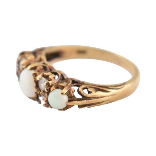 339 - A hallmarked 9ct gold five stone opal and white stone ring. Hallmarked London, sponsors mark H&S... 