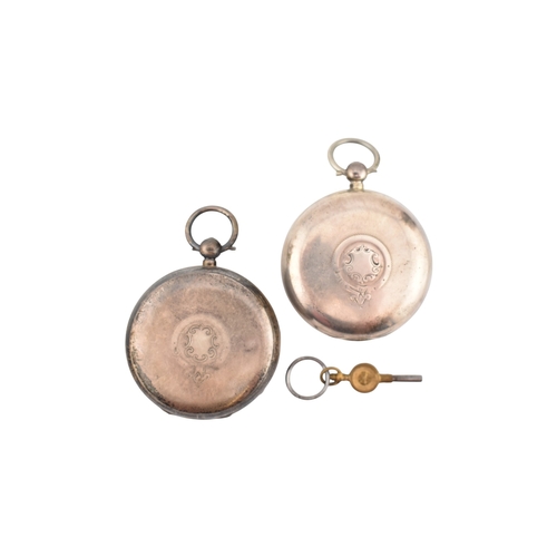 341 - 2 silver hallmarked open faced pocket watches. One marked for H Samuel of Manchester, the other Elza... 