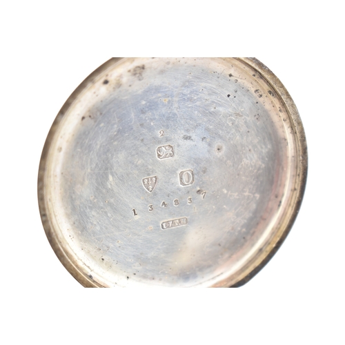 341 - 2 silver hallmarked open faced pocket watches. One marked for H Samuel of Manchester, the other Elza... 