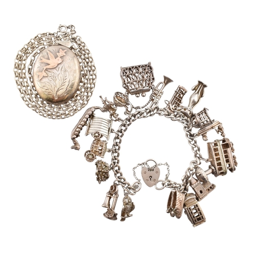 362 - A collection of silver jewellery to include a hallmarked silver charm bracelet. Together with a hall... 