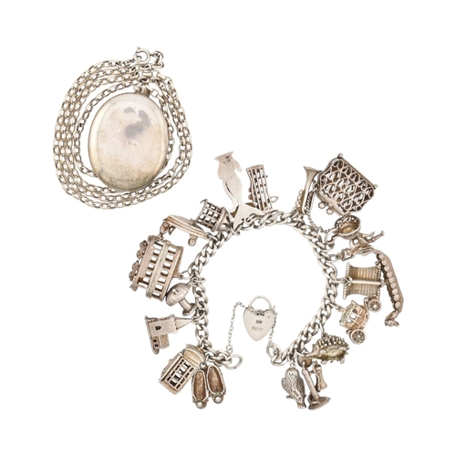 362 - A collection of silver jewellery to include a hallmarked silver charm bracelet. Together with a hall... 