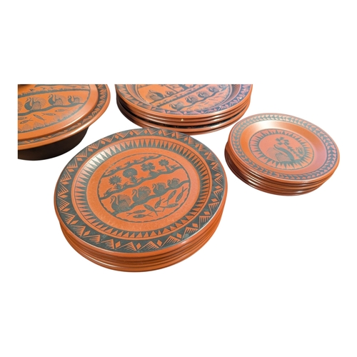 102 - Scottie Wilson for Royal Worcester - 1960s ceramic dinner service in the Birds and Fishes pattern. F... 