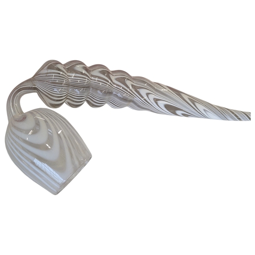 114 - A collection of four 19th century Victorian glass Nailsea pipes. Cranberry glass with white rims on ... 