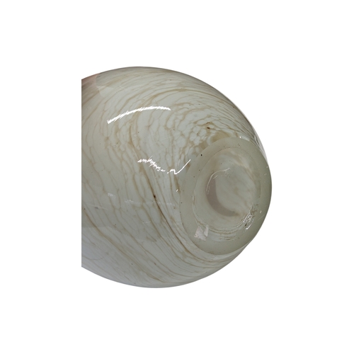 120 - A vintage mid 20th century studio ar glass hand blown vase. Brown and white sandy style tapering nec... 