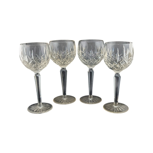 62 - Waterford, Ireland - A set of six mid 20th century Waterford Irish crystal cut glass wine glasses. E... 