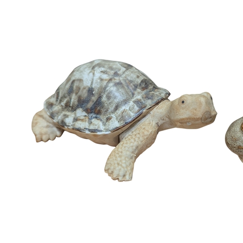 90 - John Bourdeaux Pottery - Four contemporary ceramic Hippo sculptures. Comprising of two hippos, a tur... 