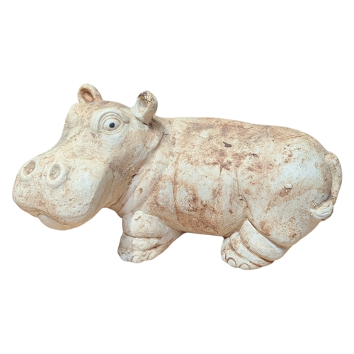 90 - John Bourdeaux Pottery - Four contemporary ceramic Hippo sculptures. Comprising of two hippos, a tur... 